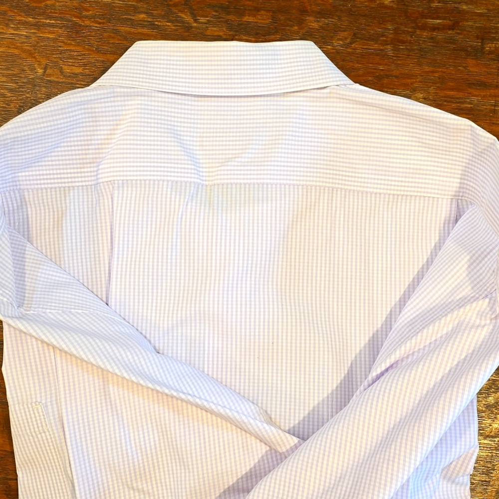 Men's Shirt,  Izod, XL, long-sleeved, light purple and white tiny check - Picture 6 of 6